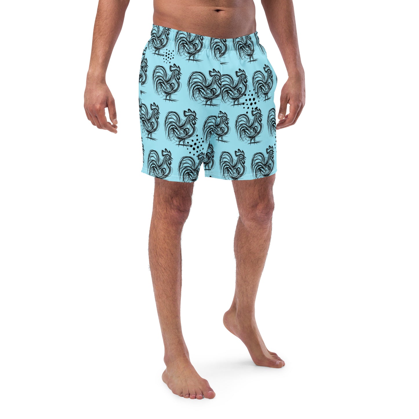 Rooster Sketch Swim Trunks for Men